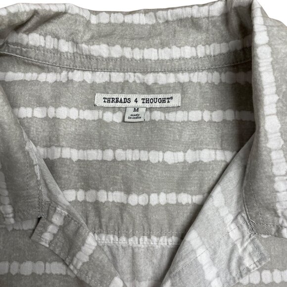 THREADS 4 THOUGHT BUTTON UP SHIRT LIGHTWEIGHT STRIPED MENS M 100% ORGANIC COTTON - Picture 3 of 6